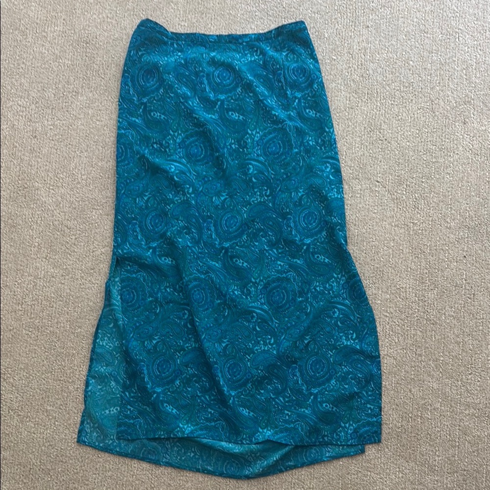 Elegant Teal Paisley Skirt